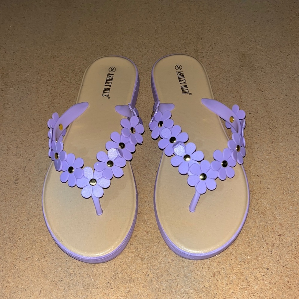 purple flower sandals